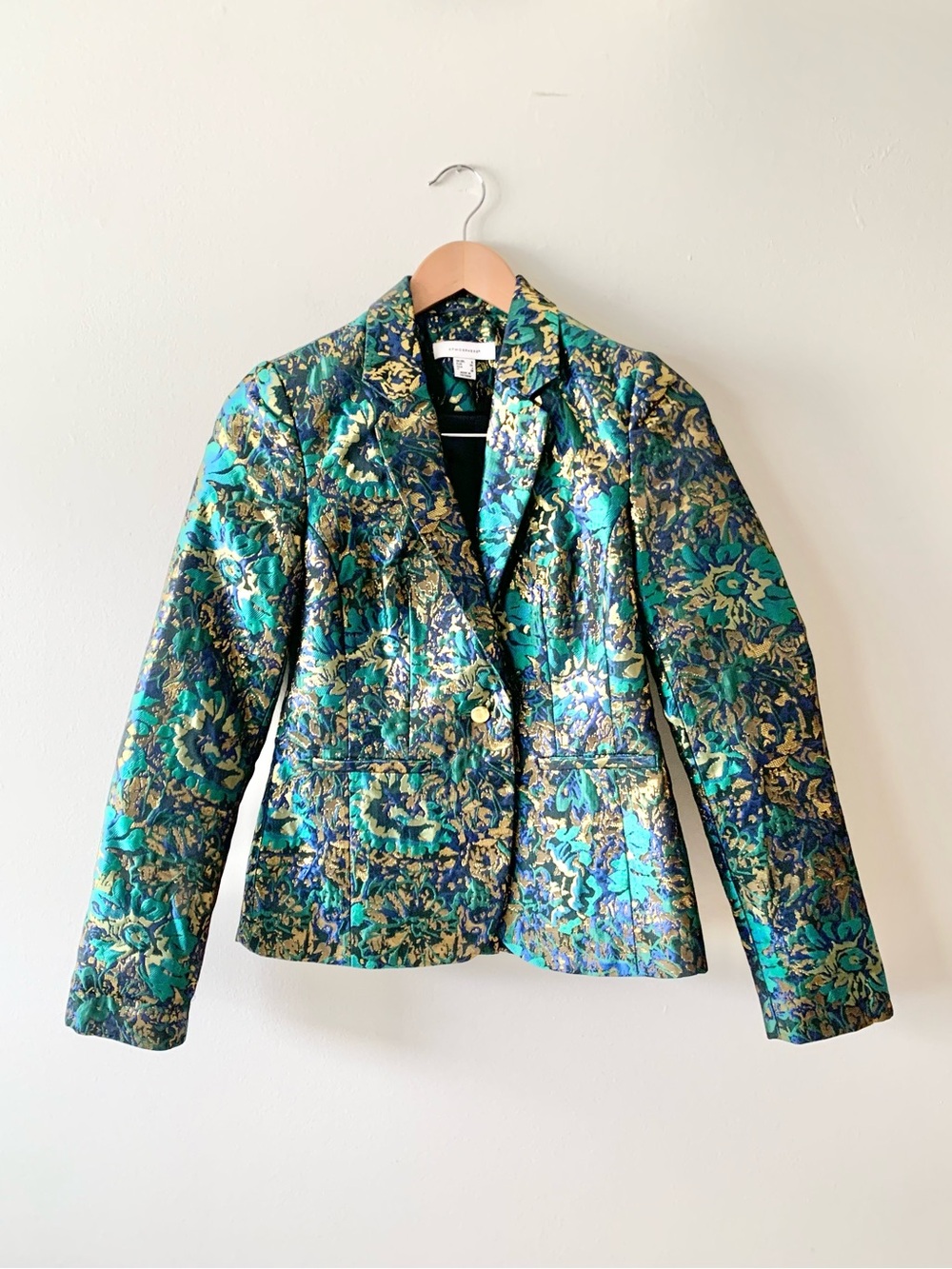 NEW Atmosphere Green and Blue Floral Brocade Blazer